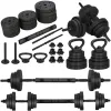 Hanteliai Springos FA1671, 20 kg reguliuojamas rinkinys: grifas + kettlebell