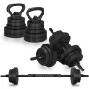 Hanteliai Springos FA1671, 20 kg reguliuojamas rinkinys: grifas + kettlebell