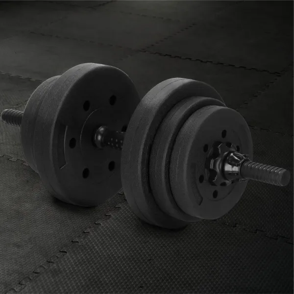 Hanteliai Springos FA1671, 20 kg reguliuojamas rinkinys: grifas + kettlebell