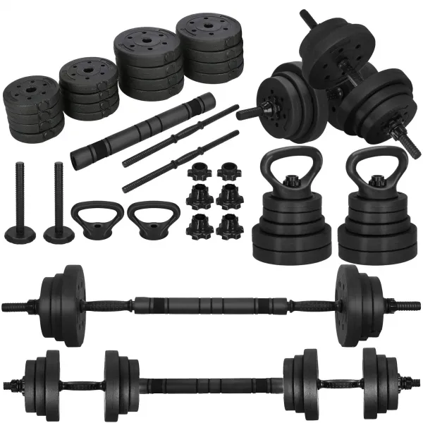 Reguliuojamas hantelių rinkinys Springos FA1672, 30 kg, grifas + svoriai, juodas