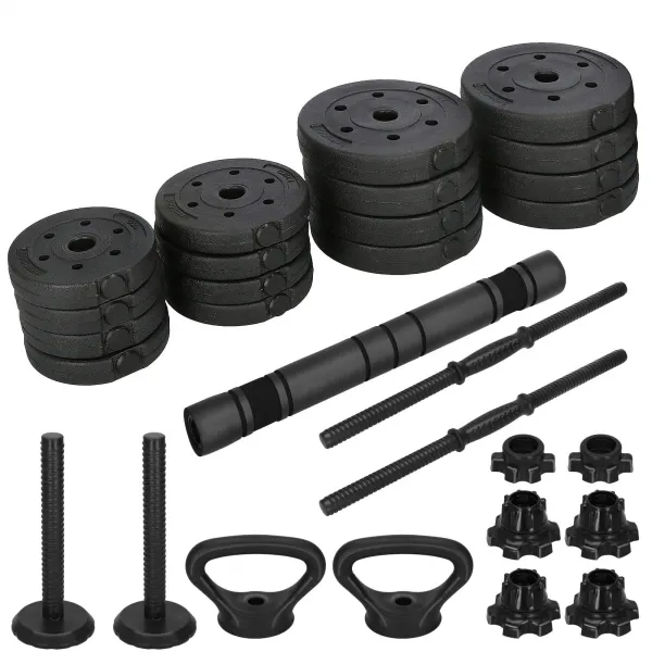Reguliuojamas hantelių rinkinys Springos FA1672, 30 kg, grifas + svoriai, juodas