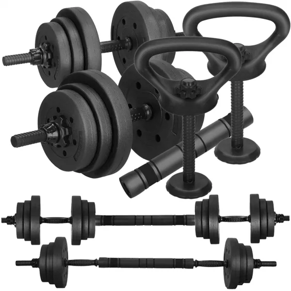 Reguliuojamas hantelių rinkinys Springos FA1672, 30 kg, grifas + svoriai, juodas