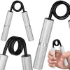 Metalinis rankų treniruoklis, pasipriešinimas 45 kg rankų pratimams, Springos FA0149, sidabrinė-juoda