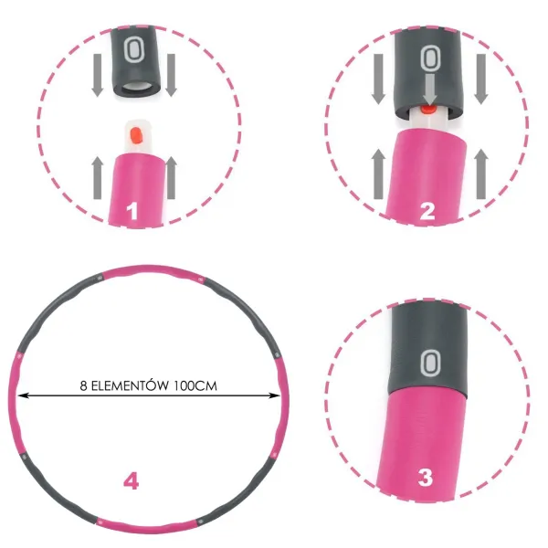 Hularõngas massaažiga Springos FA0067 100 cm roosa-hall