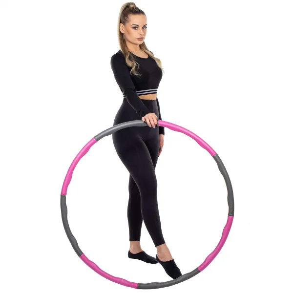 Hula hoop with massager Springos FA0067 100 cm pink-grey