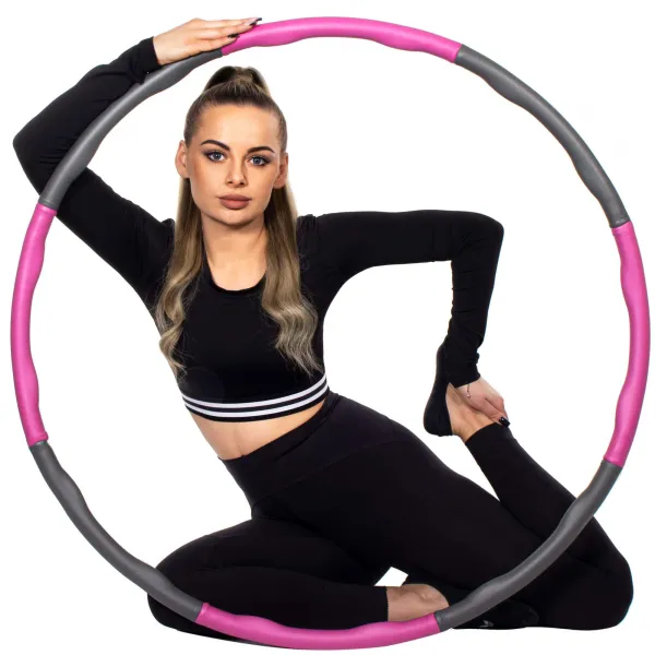 Hula hoop with massager Springos FA0067 100 cm pink-grey