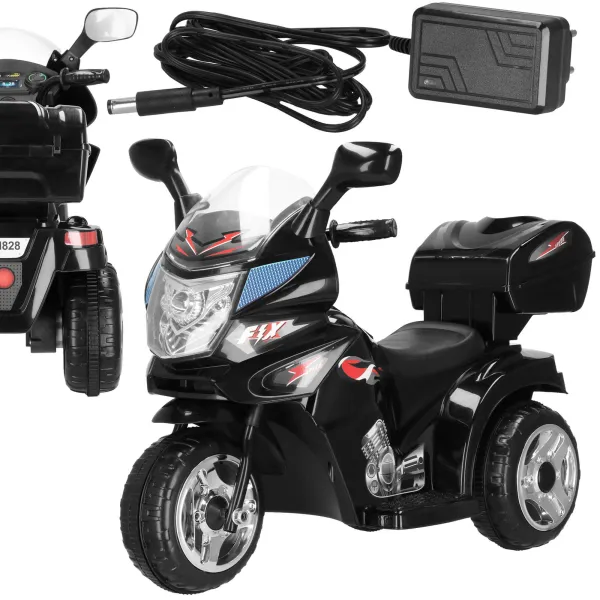 Bērnu motocikls, elektriskais trīsriteņu braucamais, akumulatora skrejritenis Springos KC0014, melns