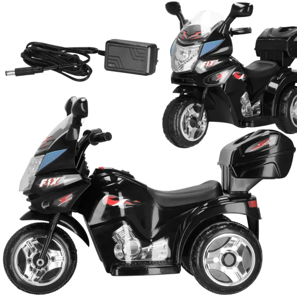 Bērnu motocikls, elektriskais trīsriteņu braucamais, akumulatora skrejritenis Springos KC0014, melns