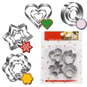 Metalliset joululeivontamuotit Springos piparkakkumuotit KI0120 12 kpl
