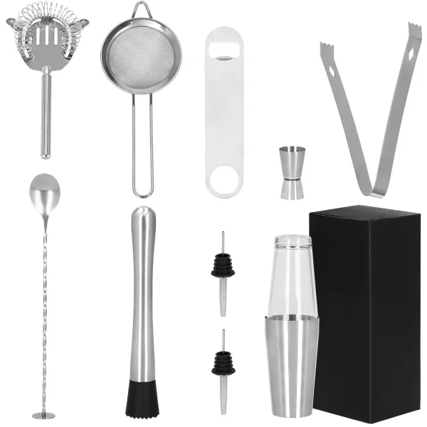Baarimestarin setti Boston shaker Springos KI0009 11 kpl hopea