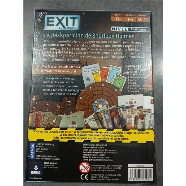 Board game Devir Exit Desaparicion Sherlock Holmes ES