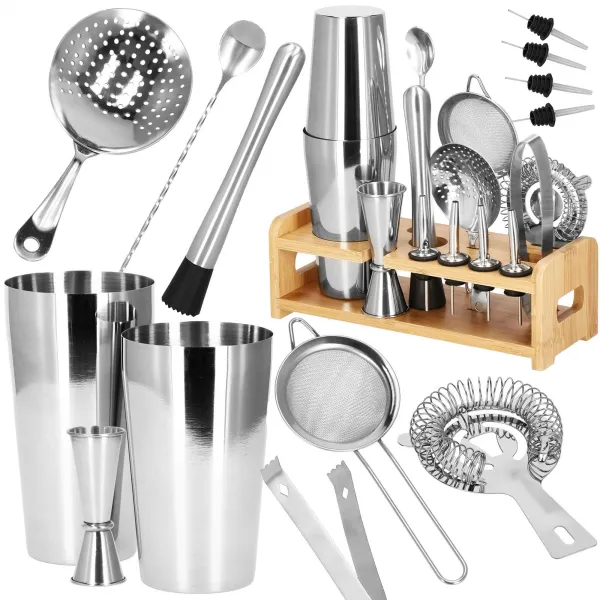 Barmeno rinkinys plaktuvas tin tin stovas Springos KI0011 14 vnt. sidabrinis