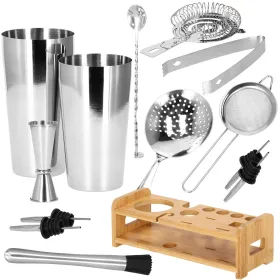 Barmeno rinkinys plaktuvas tin tin stovas Springos KI0011 14 vnt. sidabrinis