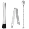 Barmeno rinkinys plaktuvas tin tin stovas Springos KI0011 14 vnt. sidabrinis