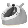 Лежанка для кошки с игрушкой и подушкой Springos PA0241 42x44x35 см серая