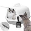 Закрытый кошачий туалет с лопаткой Springos PA0335 49x36x35 см серо-белый