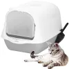 Закрытый кошачий туалет с лопаткой Springos PA0335 49x36x35 см серо-белый