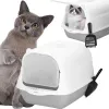 Закрытый кошачий туалет с лопаткой Springos PA0335 49x36x35 см серо-белый
