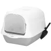 Закрытый кошачий туалет с лопаткой Springos PA0335 49x36x35 см серо-белый