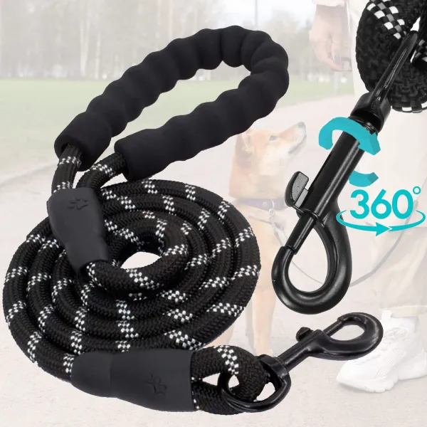 Koulutushihna koirille enintään 50 kg kahvalla Springos PA0331 3 m mustavalkoinen