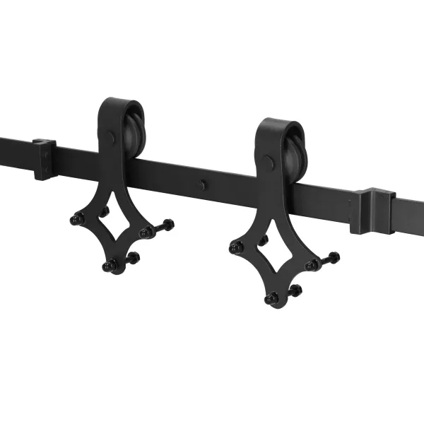 Sliding door system Springos HA5002, 183 cm, rail up to 100 kg, barn door, steel, black