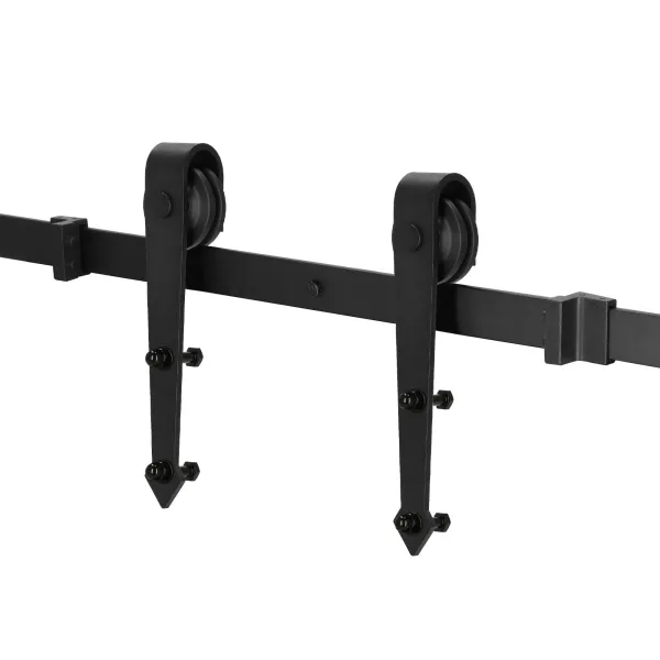Liukuovijärjestelmä Springos HA5003, 200 cm, kisko enintään 100 kg, barn door, koristeellisilla kiinnikkeillä, teräs, musta