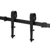 Liuguste süsteem Springos HA5003, 200 cm, siin kuni 100 kg, barn door, dekoratiivsete kinnitusdetailidega, teras, must