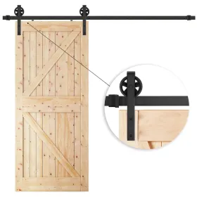 Sliding door system Springos HA5007, 183 cm, barn door, rail with fittings up to 100 kg, black