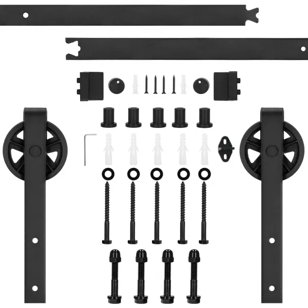 Sliding door system Springos HA5007, 183 cm, barn door, rail with fittings up to 100 kg, black