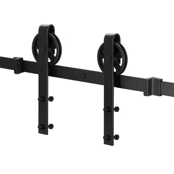 Sliding door system Springos HA5007, 183 cm, barn door, rail with fittings up to 100 kg, black