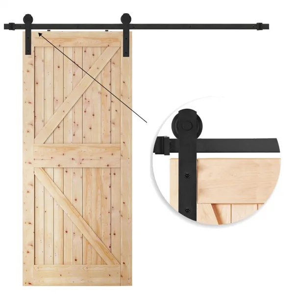 Sliding door system Springos HA5009, 183 cm, rail up to 100 kg, barn door, steel, black