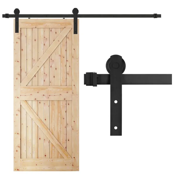 Sliding door system Springos HA5009, 183 cm, rail up to 100 kg, barn door, steel, black