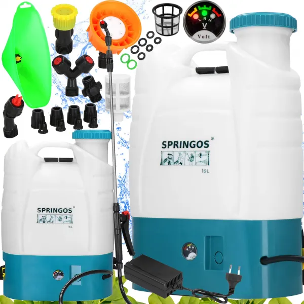 Elektriskais augu smidzinātājs Springos GA0059, akumulatora dārza smidzinātājs, 16L