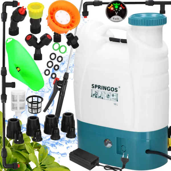 Elektriskais augu smidzinātājs Springos GA0059, akumulatora dārza smidzinātājs, 16L