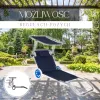 Dārza atpūtas krēsls Springos GC0044, saliekams, ar riteņiem un jumtiņu, tumši zils