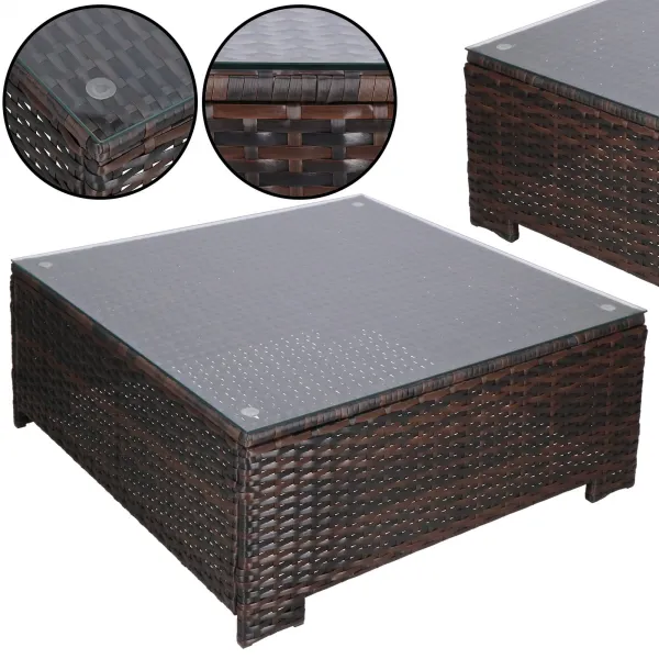 Modulaarne aiamööbli komplekt Springos GF0062 laud, tugitool, diivan, 4 moodulit, pruun-kreem