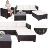Modulaarinen puutarhakalustesetti Springos GF0062 pöytä, nojatuoli, sohva, 4 moduulia, ruskea-kerma