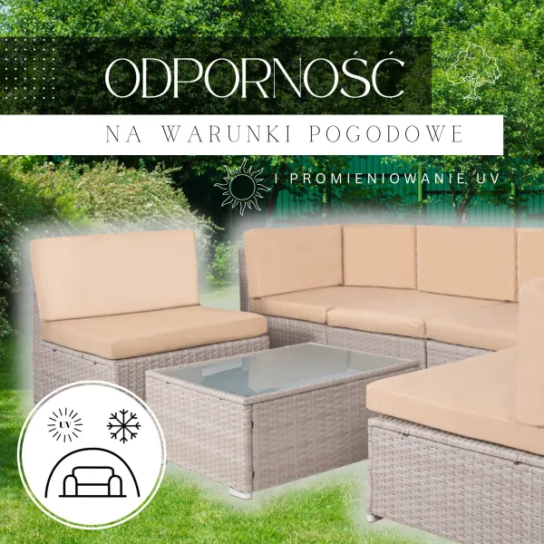 Moodul-aiamööbli komplekt Springos GF0064 kohvilaud ja 6 moodulit, beež