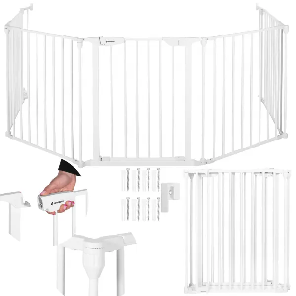 Painekiinnitteinen turvaportti Springos SG0016, 5 paneelia, 318 cm, valkoinen