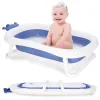 Springos SB0058 bērnu vanniņa, saliekama, 40 L, zili balta, pārnēsājama ar aizbāzni