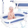 Springos SB0058 bērnu vanniņa, saliekama, 40 L, zili balta, pārnēsājama ar aizbāzni