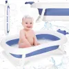 Springos SB0058 bērnu vanniņa, saliekama, 40 L, zili balta, pārnēsājama ar aizbāzni