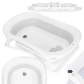 Springos SB0059 kaasaskantav beebivann 40 L valge-hall kokkupandav korgiga