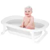 Springos SB0059 pārnēsājama bērnu vanna 40 L balti pelēka saliekama ar aizbāzni
