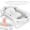 Переносная детская ванночка Springos SB0060 40 л бело-серая с подушкой, пробкой и термометром