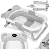 Детская ванночка Springos SB0062, силиконовая, с пробкой и термометром, 27,5 л, портативная, бело-серая