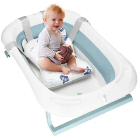 Bērnu vannīte Springos SB0063, salokāma, 35 L, ar termometru un spilvenu, balti-zila