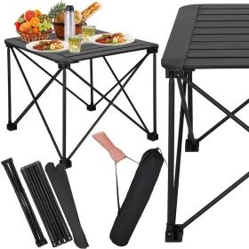 Sulankstomas turistinis stalas Springos CS0113, 52,5x52,5x46 cm, juodas