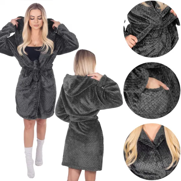 Peldmētelis sievietēm ar kapuci Springos HA7364, izmērs L/XL, tumši pelēks