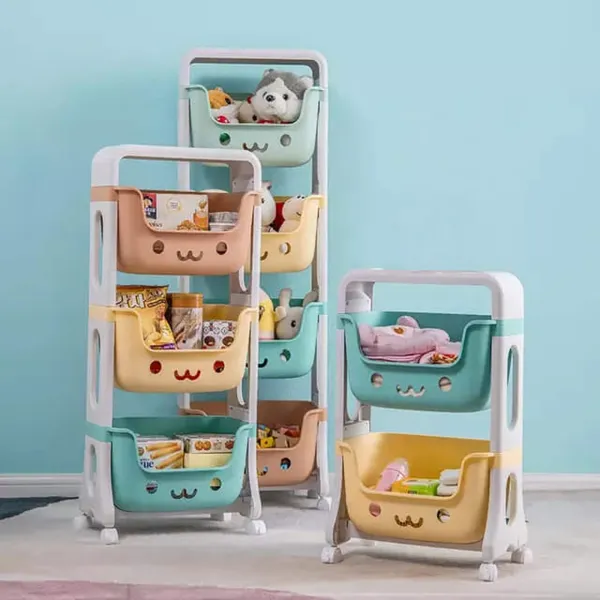 Toy shelf with 3 drawers Springos HA7481 on wheels